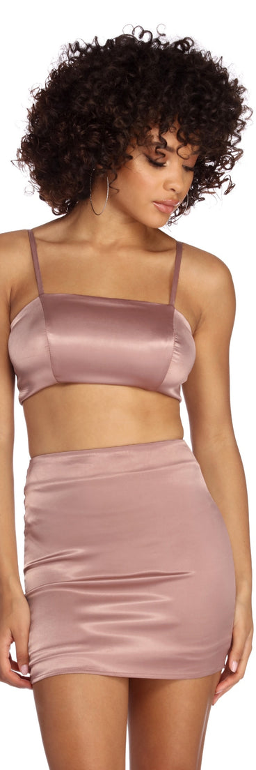 Stroke Of Midnight Satin Crop Top