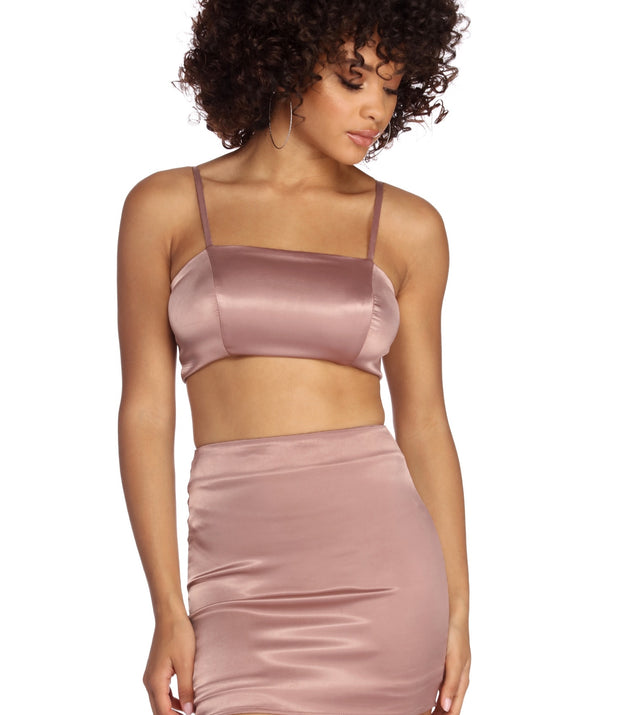 Stroke Of Midnight Satin Crop Top