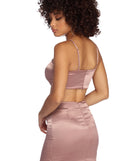Stroke Of Midnight Satin Crop Top