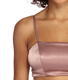 Stroke Of Midnight Satin Crop Top