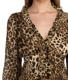 Ruff Play Leopard Print Blouse for 2022 festival outfits, festival dress, outfits for raves, concert outfits, and/or club outfits