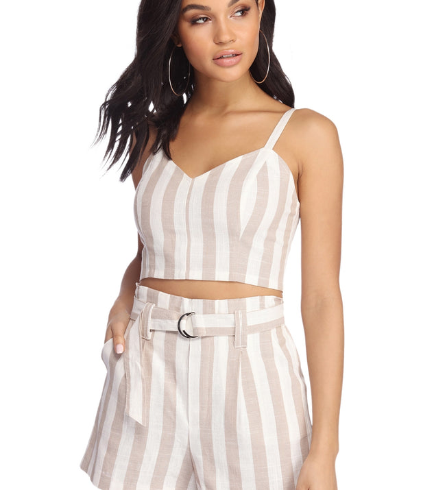 Striped Right Crop Top