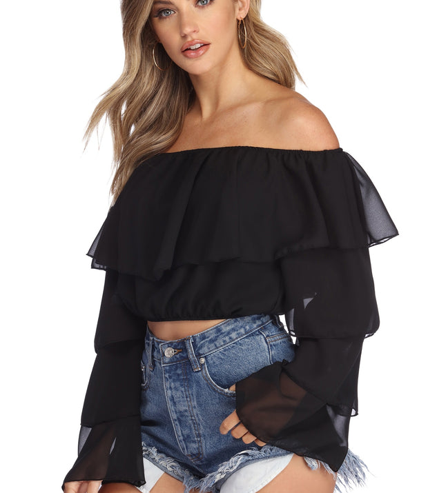 Ruffled In Chiffon Crop Top