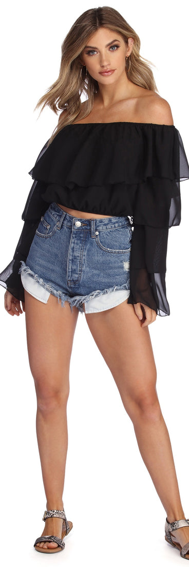 Ruffled In Chiffon Crop Top