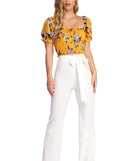 Floral Smock Down Crop Top