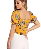 Floral Smock Down Crop Top