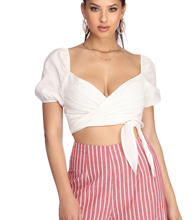 She's Poplin Wrap Crop Top