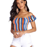Smocked And Striped Crop Top