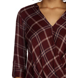 Plaid For Success Surplice Top