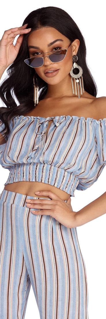 You’ll look stunning in the Styled In Stripes Crop Top when paired with its matching separate to create a glam clothing set perfect for parties, date nights, concert outfits, back-to-school attire, or for any summer event!