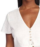 With fun and flirty details, They'll Be Linen Up Crop Top shows off your unique style for a trendy outfit for the summer season!