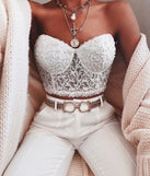 The crop top style of the Pretty In Pearls Hand Beaded Bustier adds a sultry detail to your going-out outfits or everyday looks.