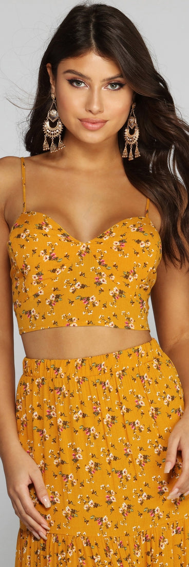 Golden Glow Floral Crop Top
