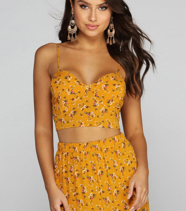 Golden Glow Floral Crop Top