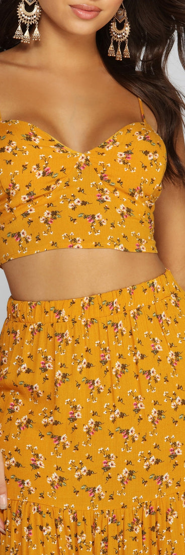 Golden Glow Floral Crop Top