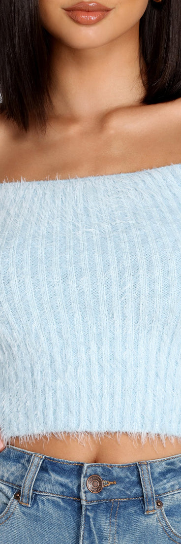 With fun and flirty details, Off The Shoulder Eyelash Knit Top shows off your unique style for a trendy outfit for the summer season!