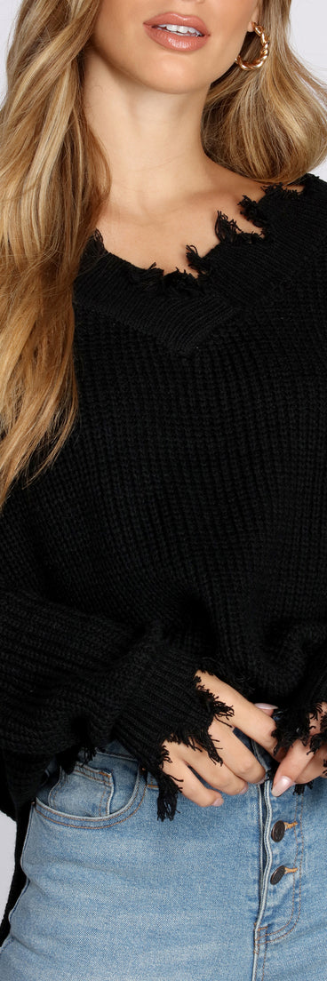 No Ones Perfect Destructed Pullover