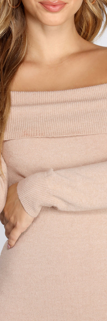Off Shoulder Sweater Dress | Windsor Off Shoulder Sweater Dress | Windsor