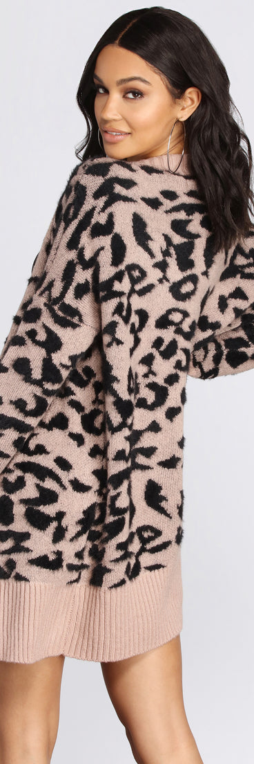 Purrfect Style Leopard Print Cardigan for 2022 festival outfits, festival dress, outfits for raves, concert outfits, and/or club outfits