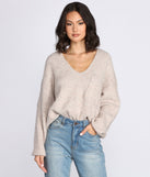 Oversized V Neck Pullover Sweater