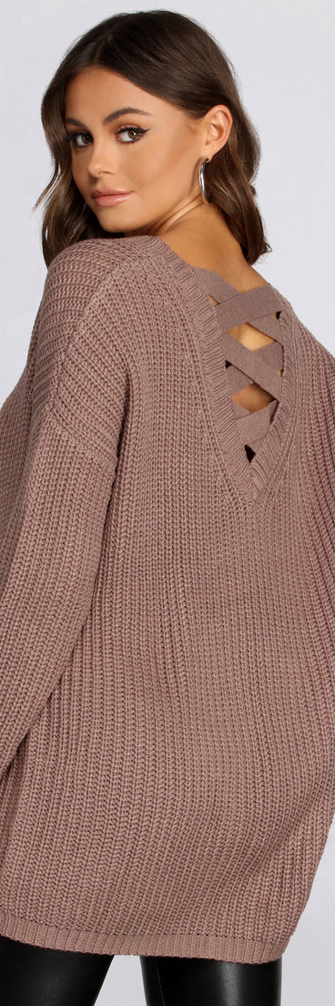 Lattice Back V Neck Tunic