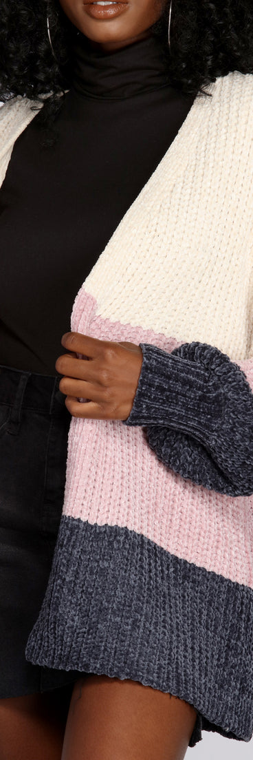 Colorblock Chenille Cardigan