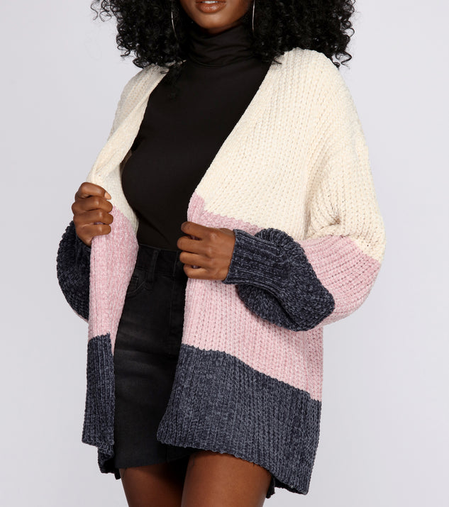 Colorblock Chenille Cardigan