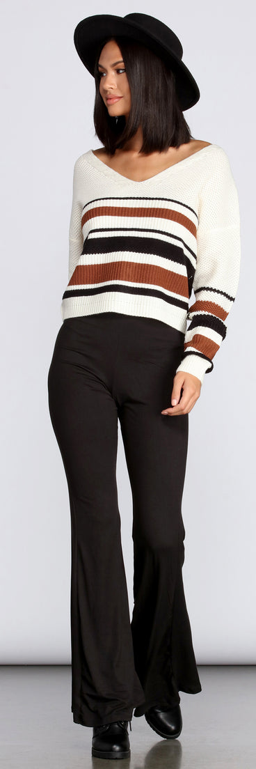 With fun and flirty details, Striped Lattice Back Pullover shows off your unique style for a trendy outfit for the summer season!