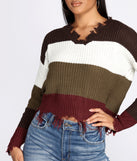 Tattered Color-Block Pullover