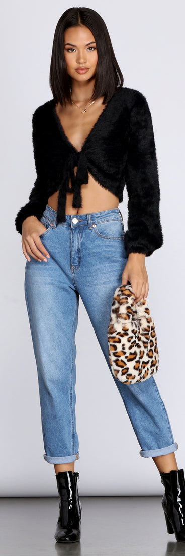 With fun and flirty details, Rumors Tie-Front Fuzzy Crop Top shows off your unique style for a trendy outfit for the summer season!