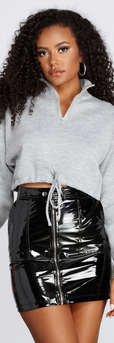 Winter Vacay Mock Neck Cropped Sweater