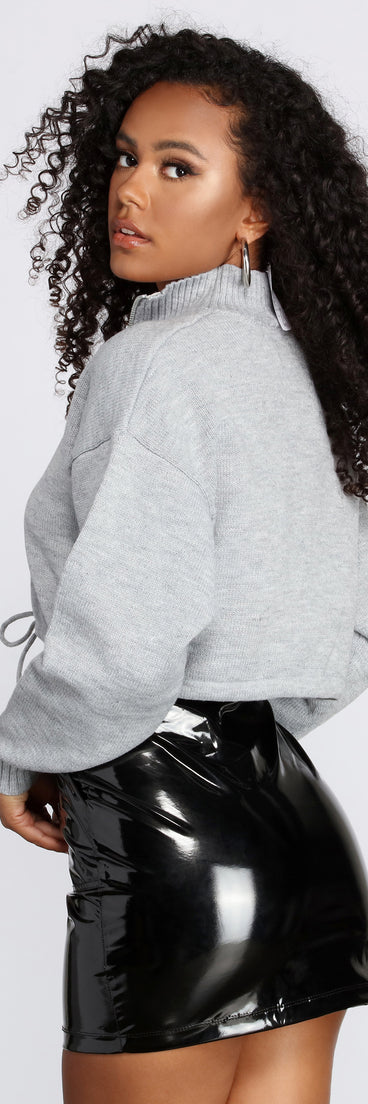 Winter Vacay Mock Neck Cropped Sweater