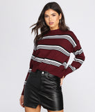 Stripe The Way Mock Neck Sweater