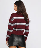 Stripe The Way Mock Neck Sweater