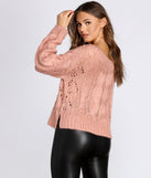 Cable Knit Off Shoulder Sweater