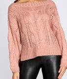 Cable Knit Off Shoulder Sweater