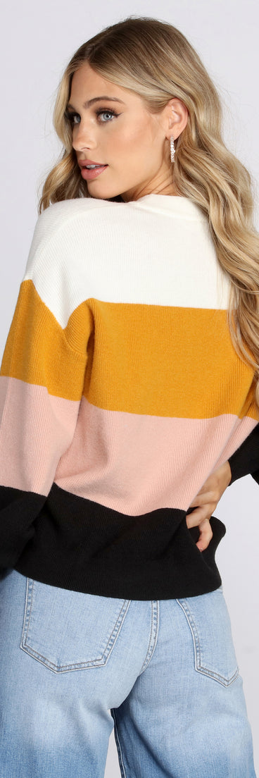 Crew Neck Color-block Pullover Sweater