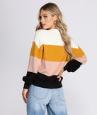 Crew Neck Color-block Pullover Sweater