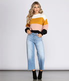 Crew Neck Color-block Pullover Sweater