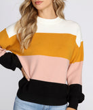 Crew Neck Color-block Pullover Sweater