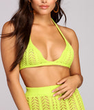 Lime Crochet Halter Crop Top for 2022 festival outfits, festival dress, outfits for raves, concert outfits, and/or club outfits