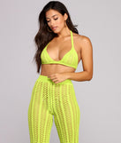 Lime Crochet Halter Crop Top for 2022 festival outfits, festival dress, outfits for raves, concert outfits, and/or club outfits
