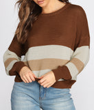 Colorblock Striped Crew Neck Sweater