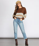 Colorblock Striped Crew Neck Sweater