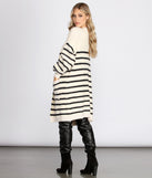 Striped Fuzzy Long Cardigan