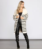 Striped Fuzzy Long Cardigan