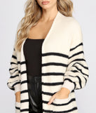 Striped Fuzzy Long Cardigan