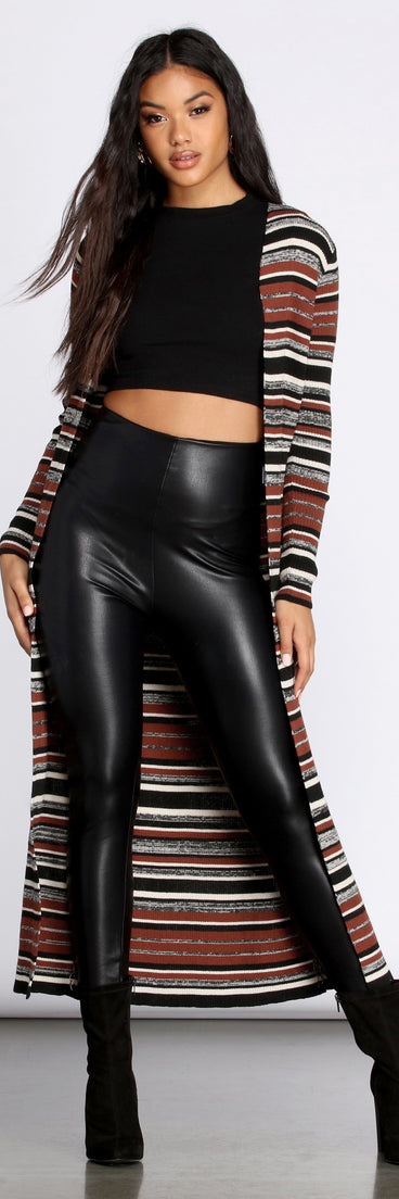 Stripe About Now Long Line Cardigan