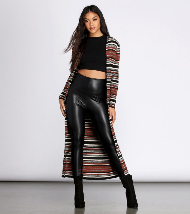 Stripe About Now Long Line Cardigan