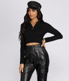 Zip Front Cropped Sweater
